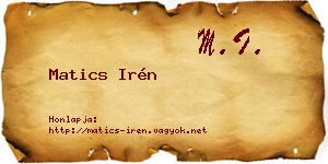 Matics Irén névjegykártya